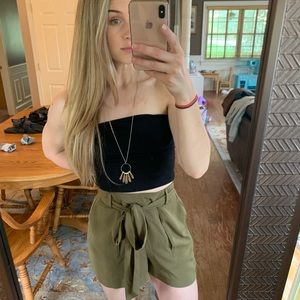 High Waist Paperbag Shorts